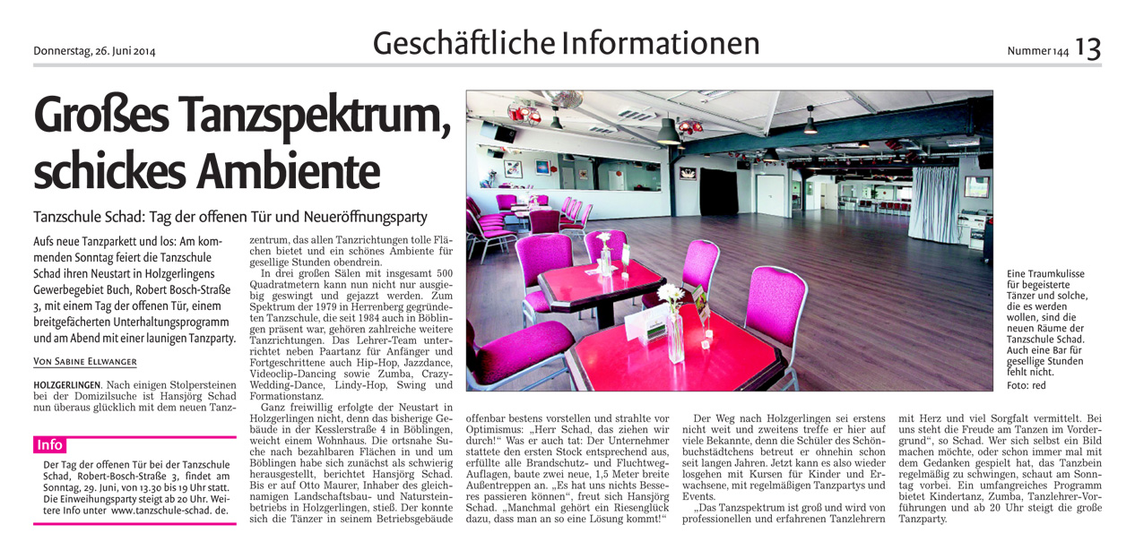 Kreiszeitung Böblingen - 26. Juni 2014